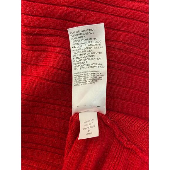 Chicos 0 Soft Cashmere Blend Rib Sweater Womens S Red Classic Fit Long Sleeve - Picture 9 of 12